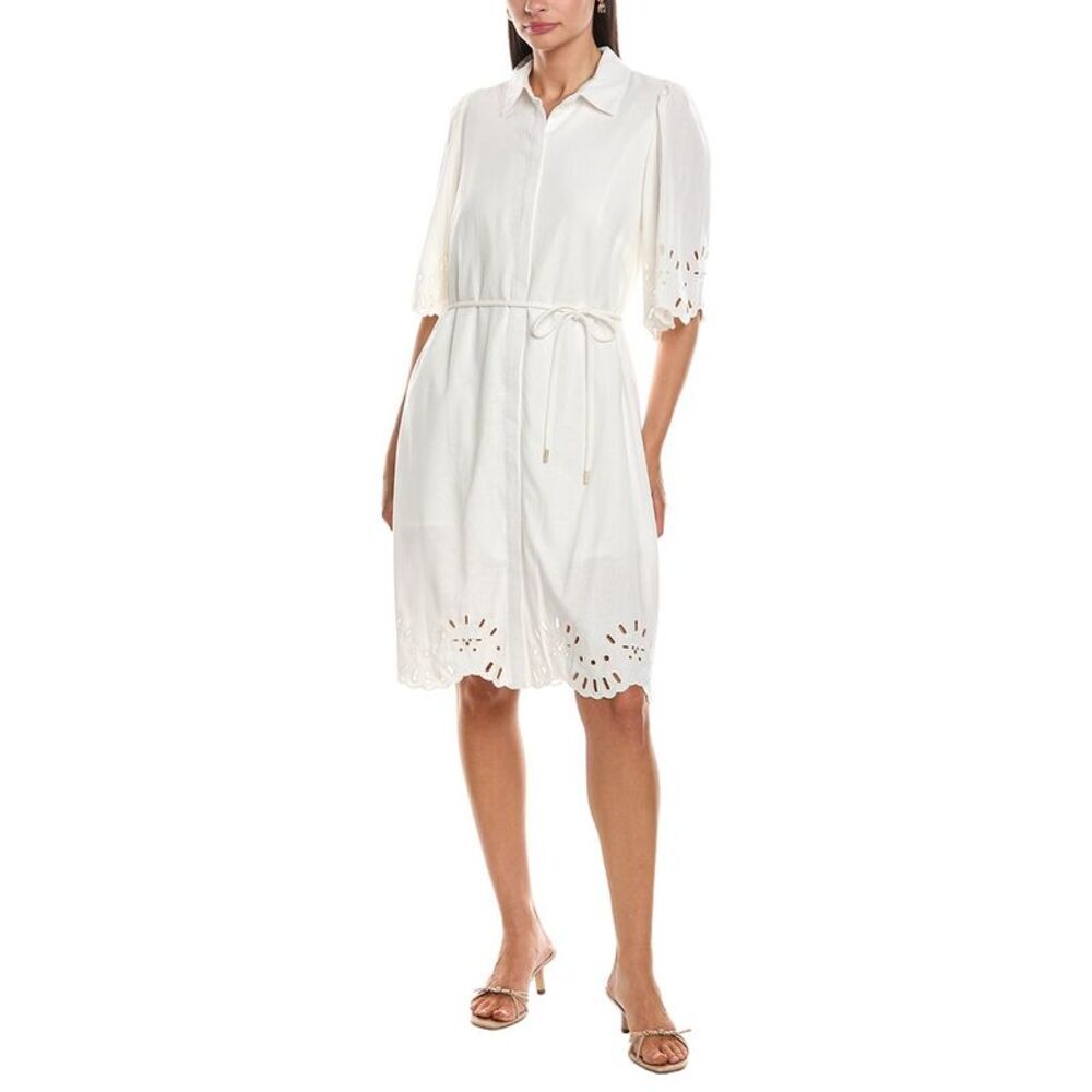 Nanette Nanette Lepore Womens  Linen-Blend Mini Dress, White